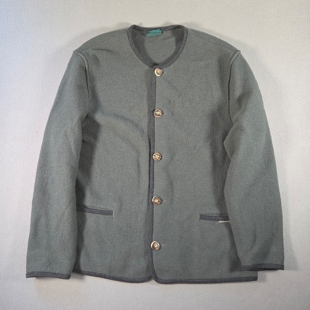 Geiger Collections Jacket Womens 56 Green Boiled Wool Cardigan Sweater Vintage